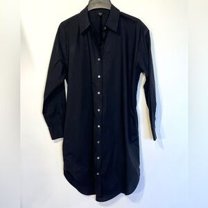 Rails black cotton shirt dress, button front, collared, relaxed fit, small